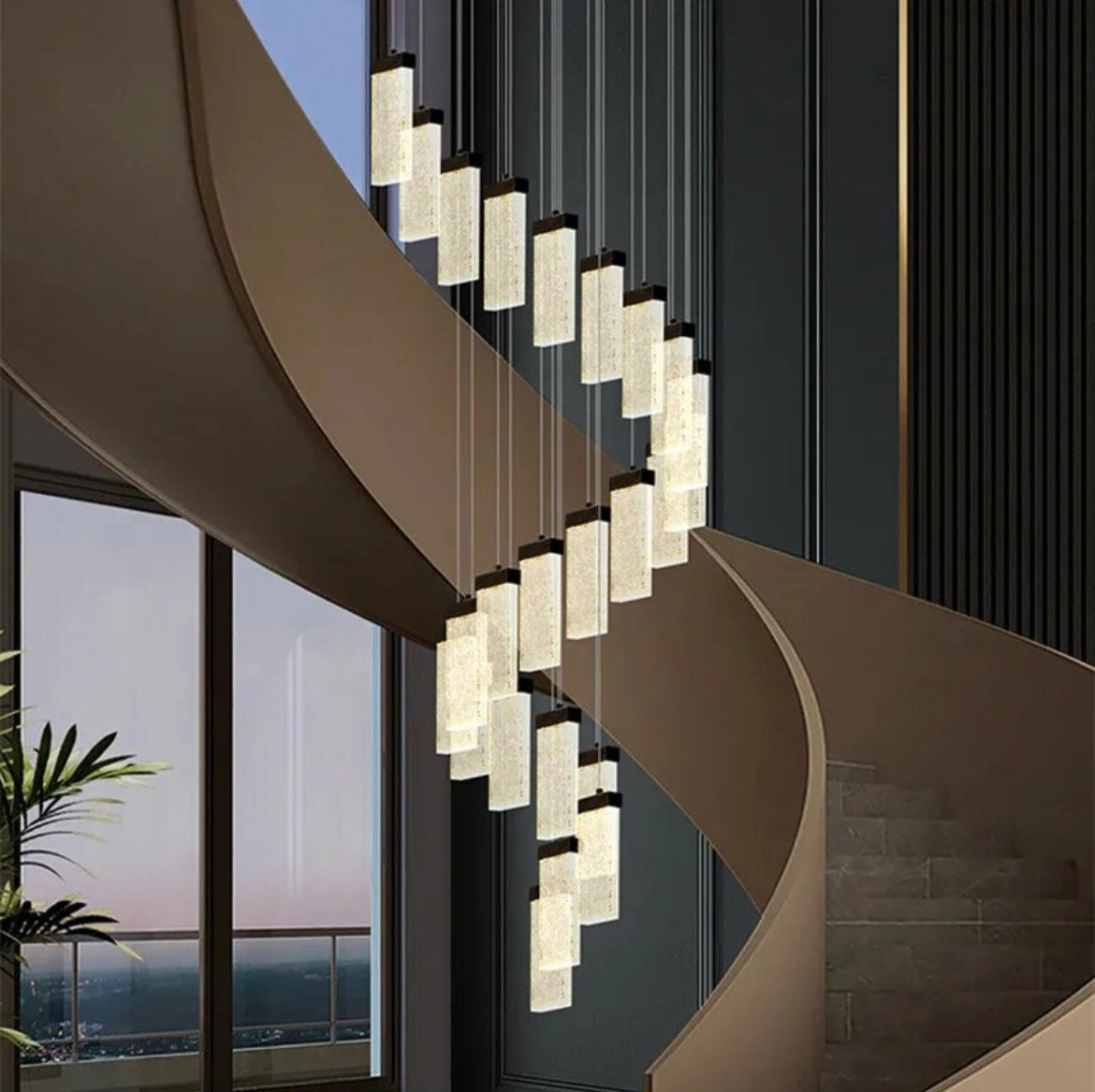 Black shop staircase chandelier