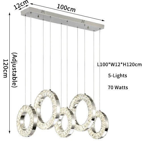 100cm LED Crystal Hoop Pendant Chandelier