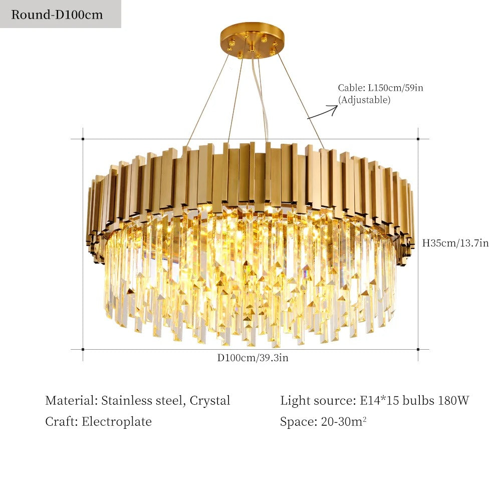 circle light chandelier with gold accents