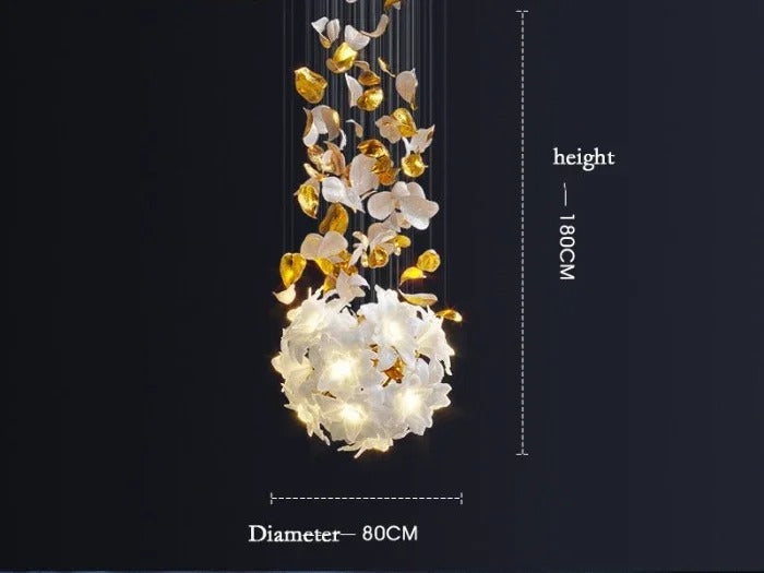 180 cm Glass Flower LED Bespoke Chandelier