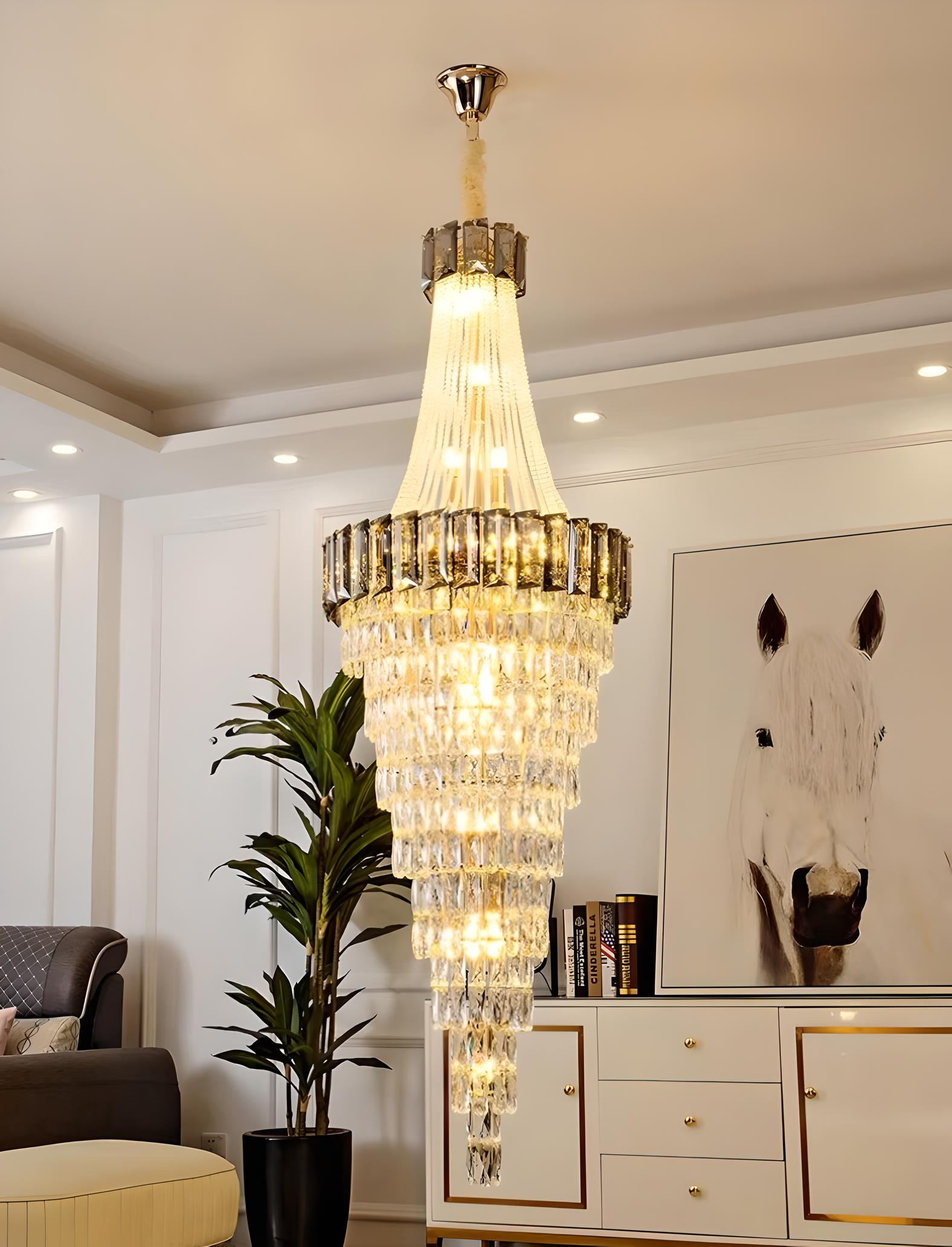 2023 New Duplex Crystal Chandelier with dual crystal tiers