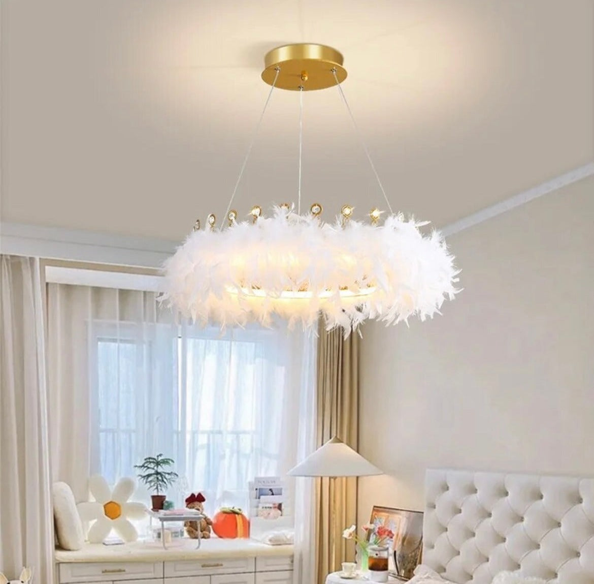 Feather Ring Halo Chandelier