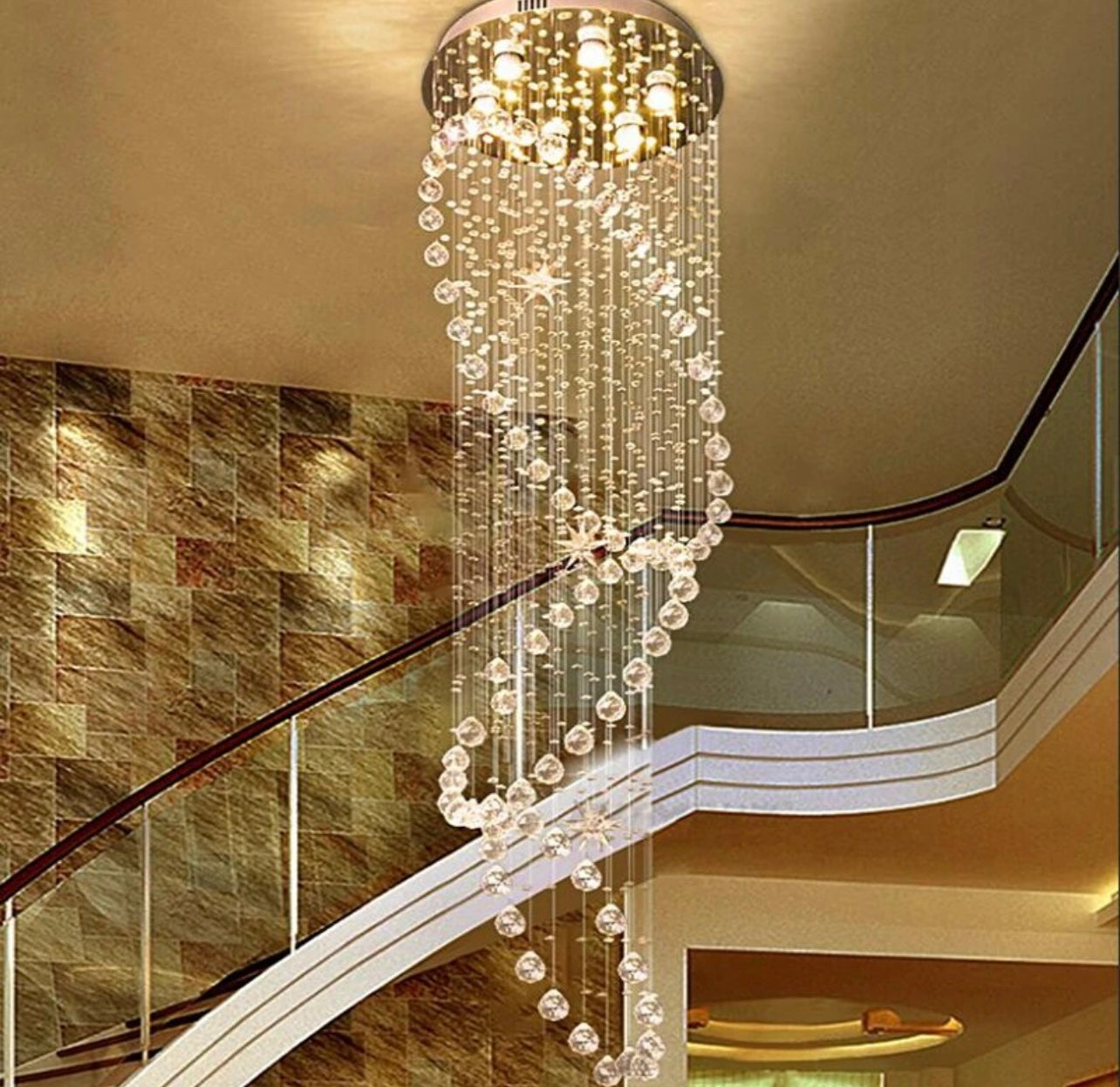 Modern Hanging Hoop Staircase Chandelier