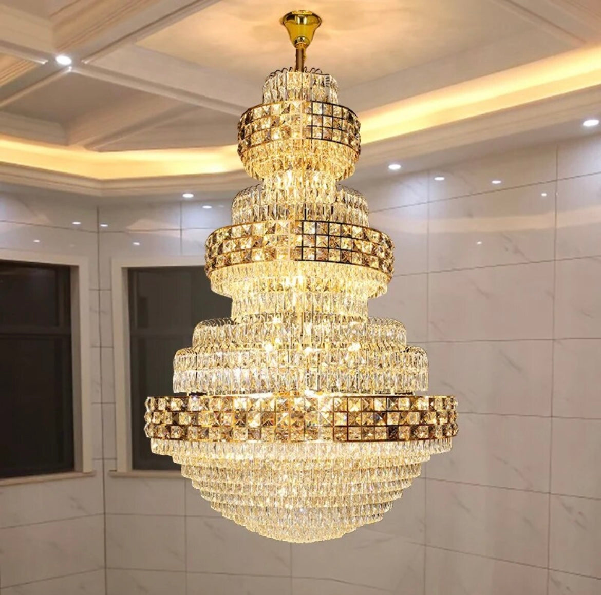 gold 3 tier crystal chandelier