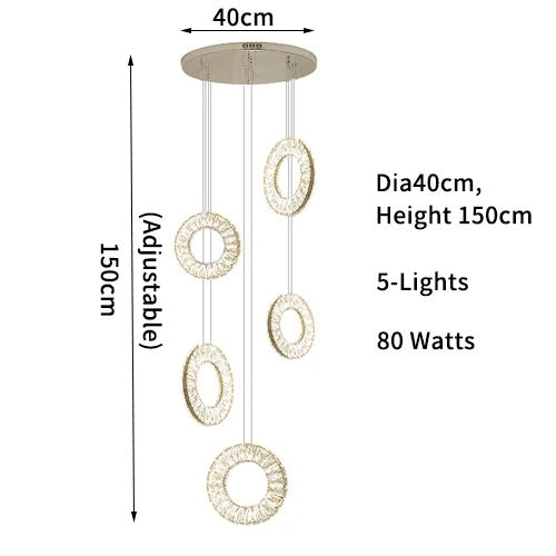 40cm LED Crystal Hoop Pendant Chandeliers