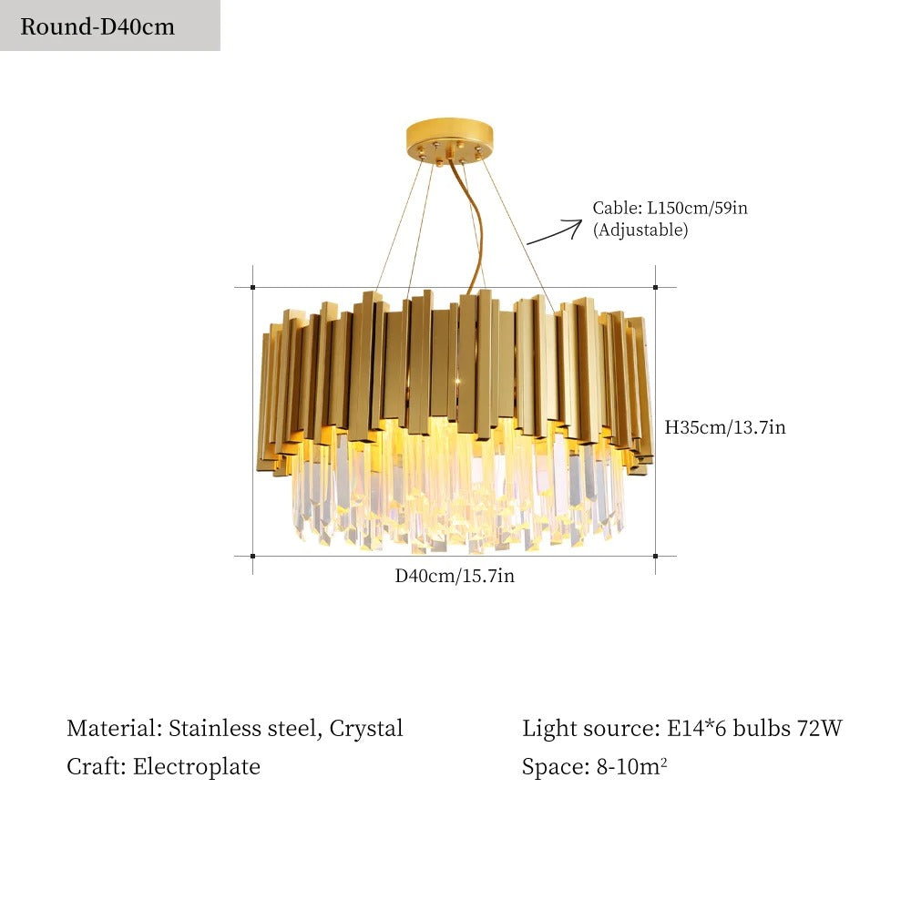 Crystal 40cm round chandelier light