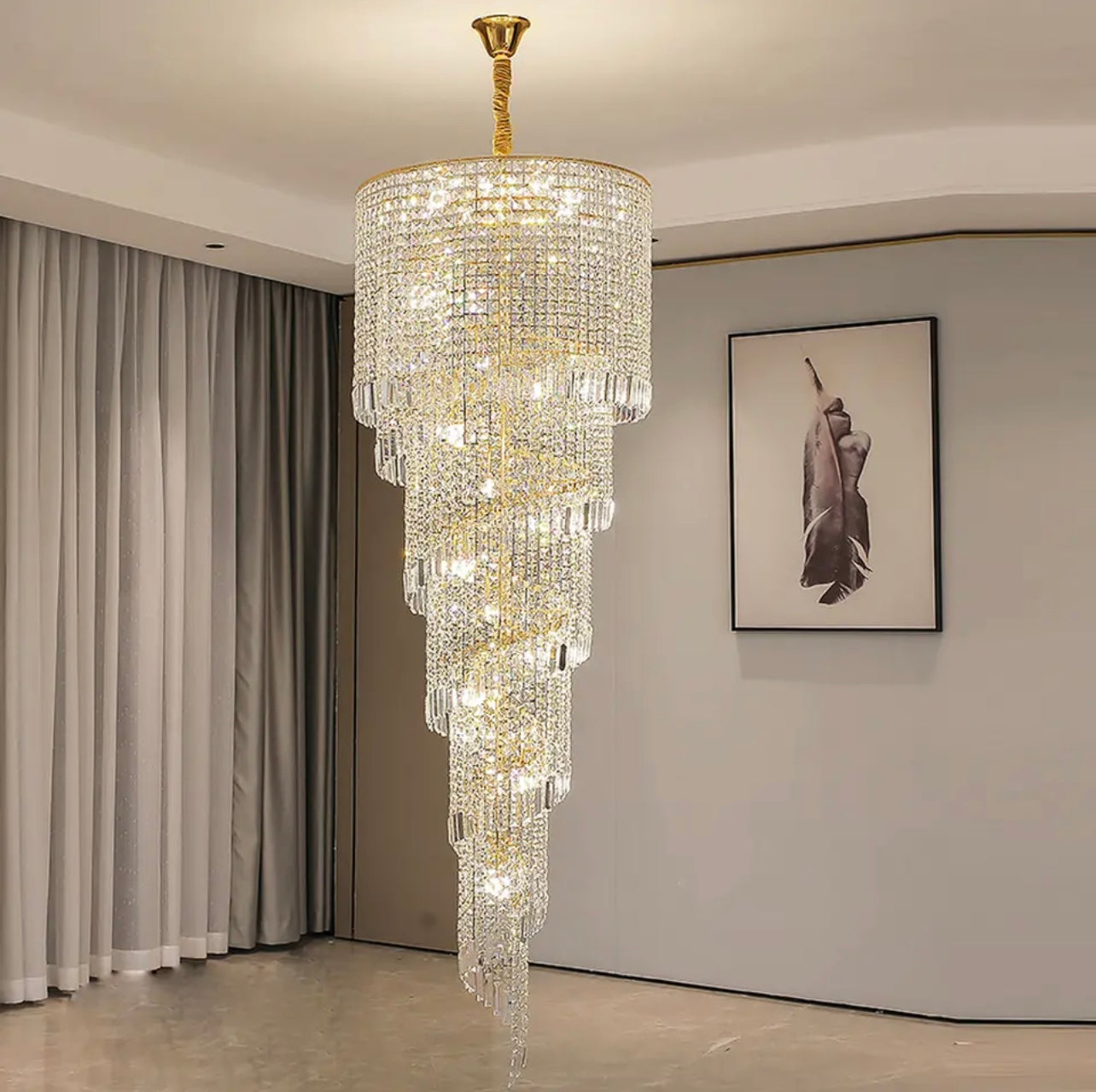 5 tier spiral chandelier for stairwell