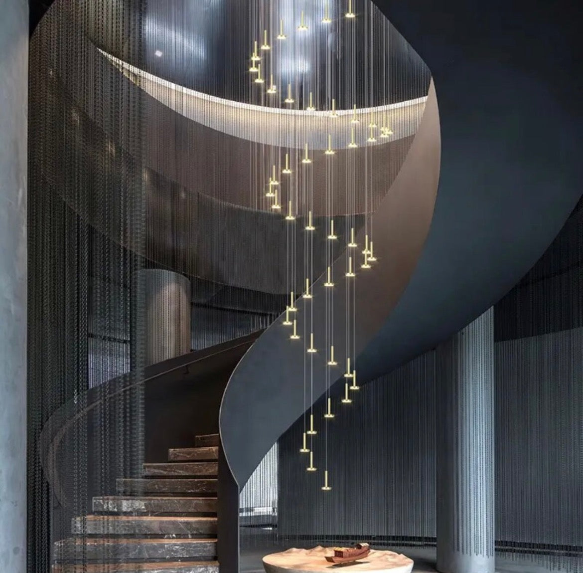 Linear Light Staircase Chandelier