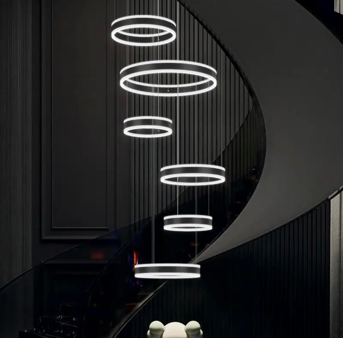 black 6 ring chandelier 