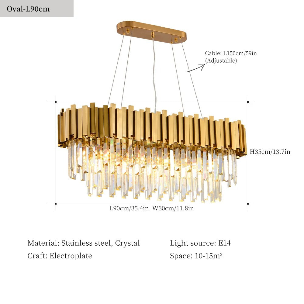 gold oval light chandelier 