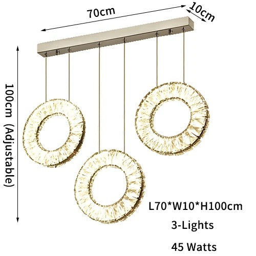 Adjustable LED Crystal Hoop Pendant Chandelier