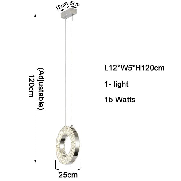 Adjustable LED Crystal Hoop Pendant Chandeliers