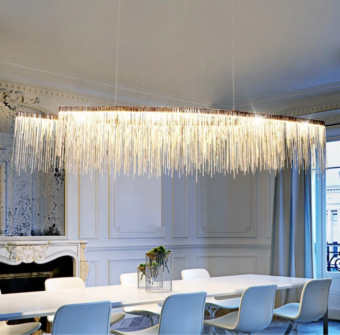 Aluminum Chain Chandelier warm light