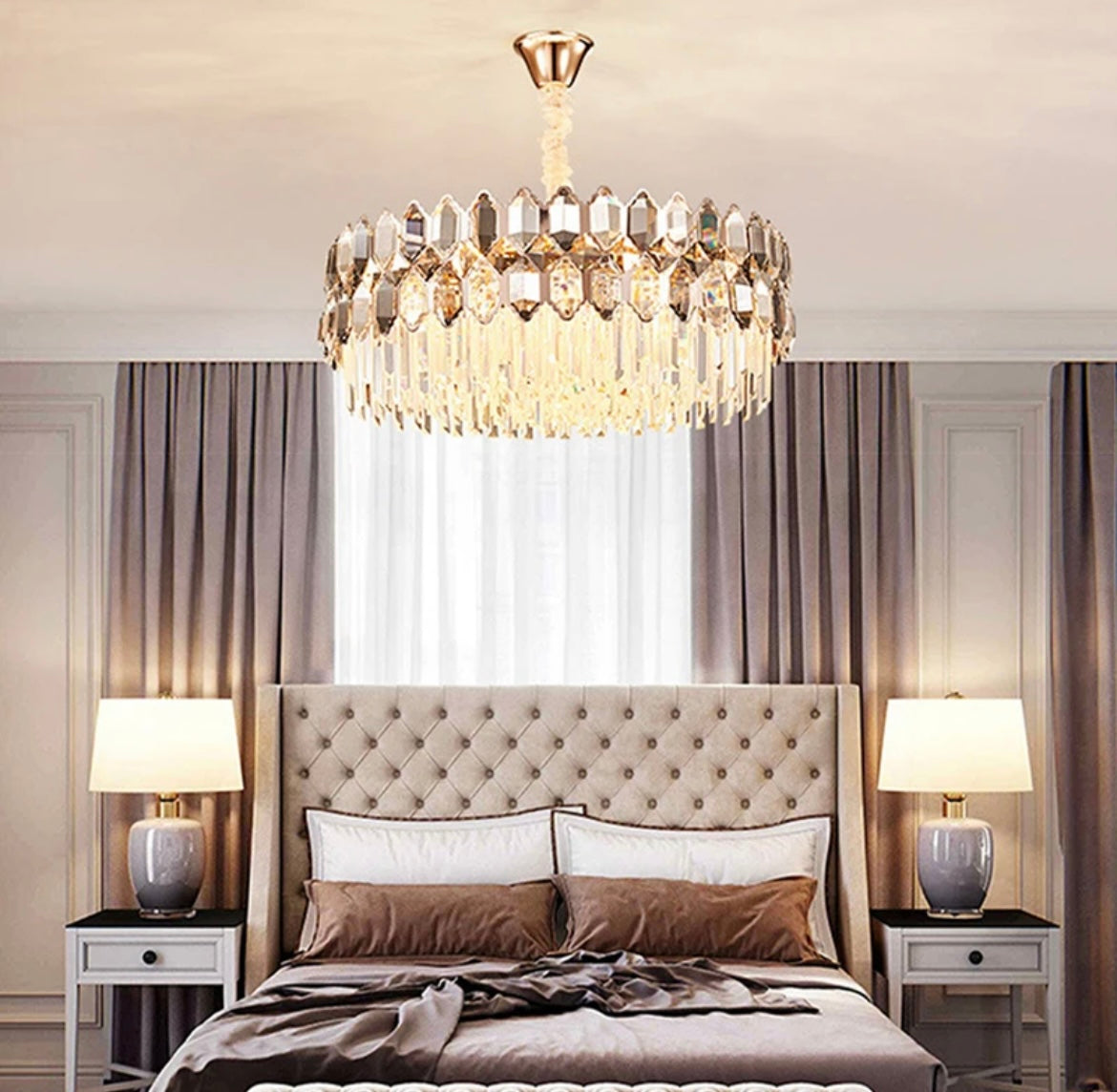 Bedroom Hanging Pendant Crystal Chandelier 