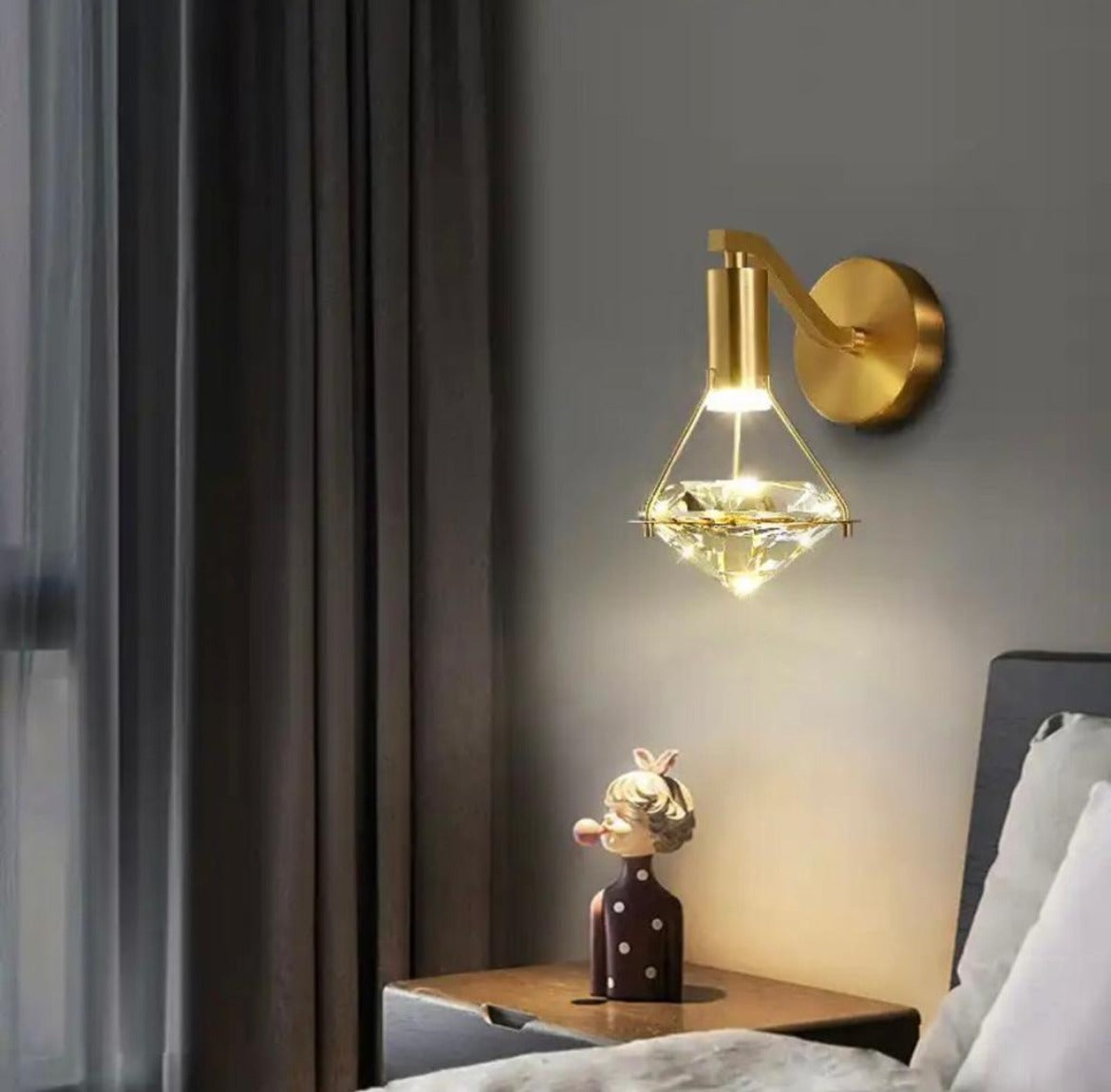 Bedside Diamond Wall Luxury Crystal Lamp