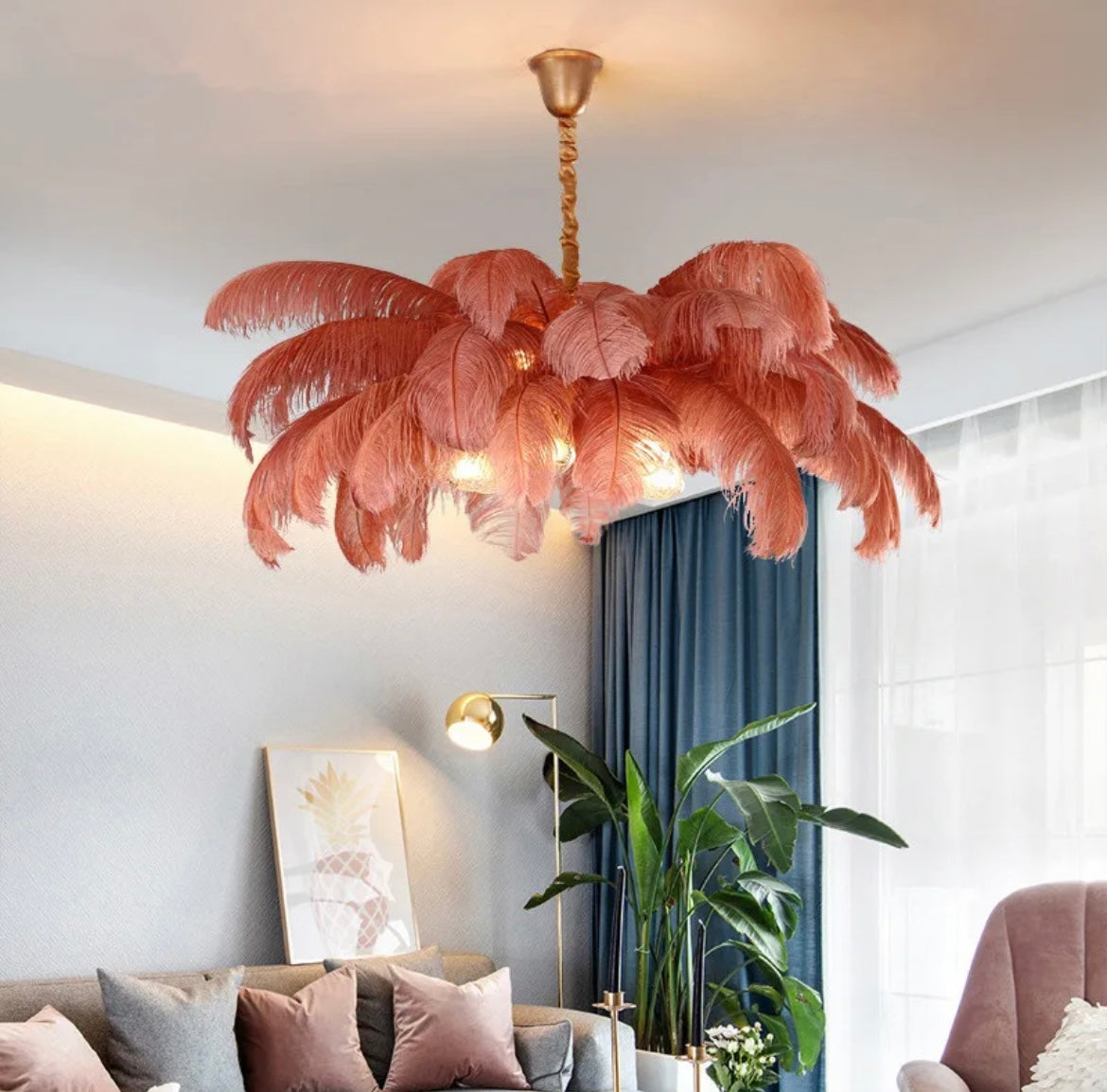 Bird Feather Pendant Bedroom Light