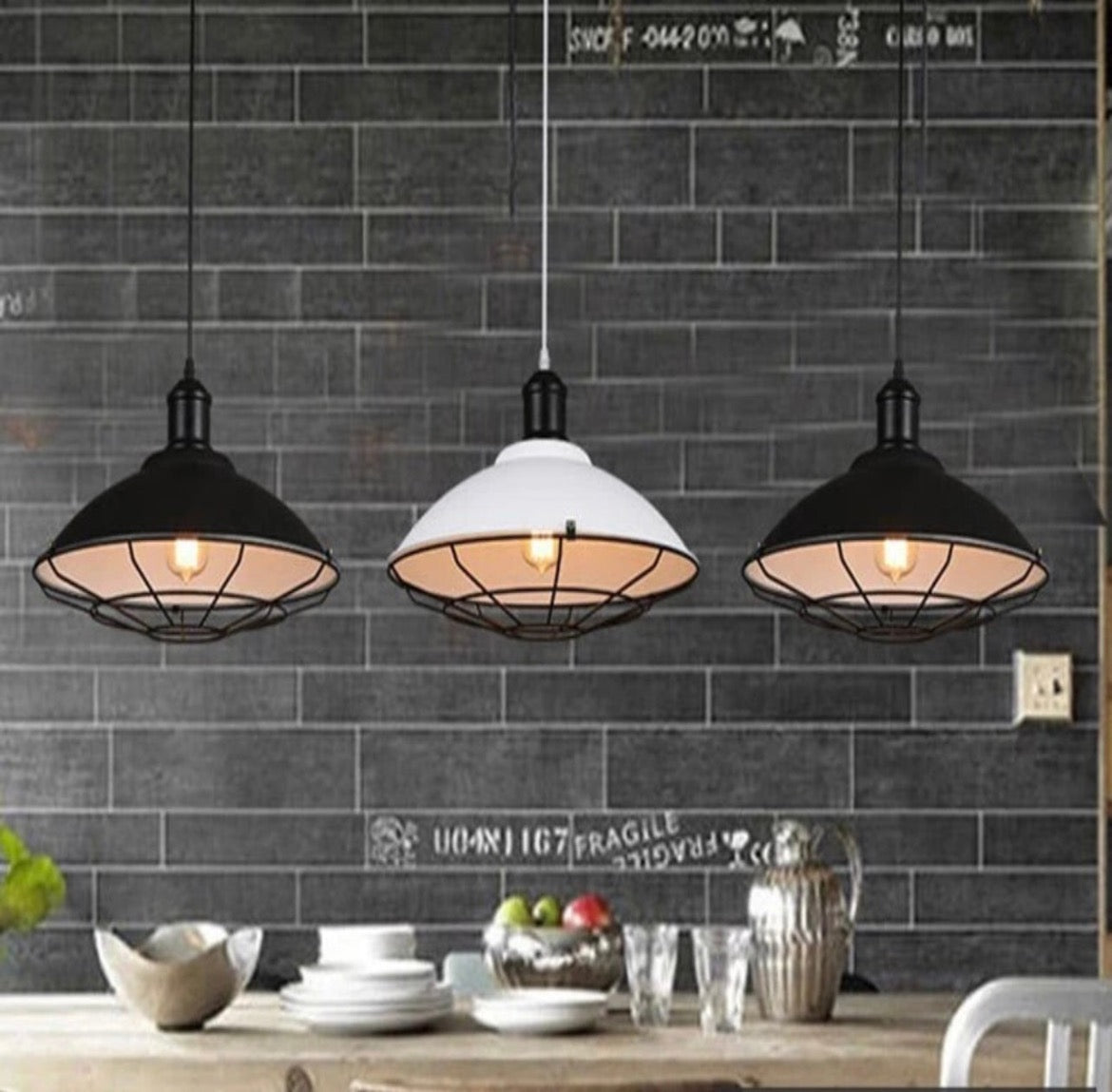 Black Caged Pendant Lights