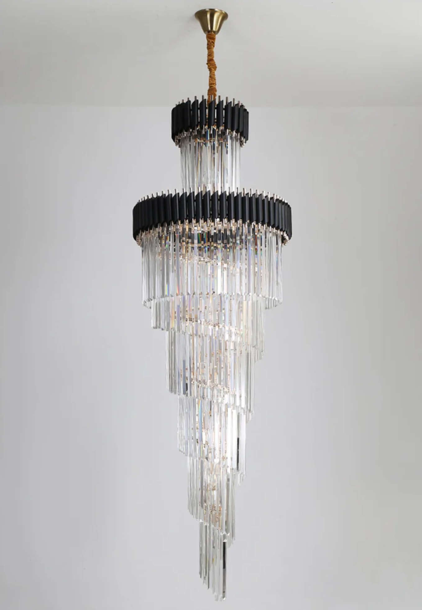 black Detailed Staircase Crystal Chandelier 