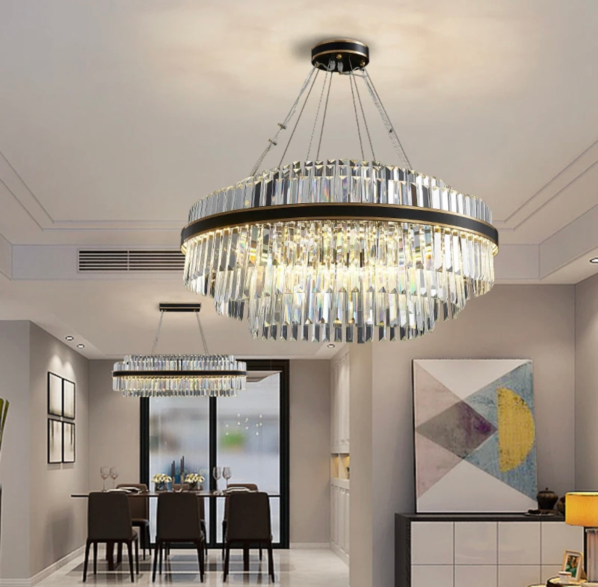 Black Hanging Crystal Chandelier lights