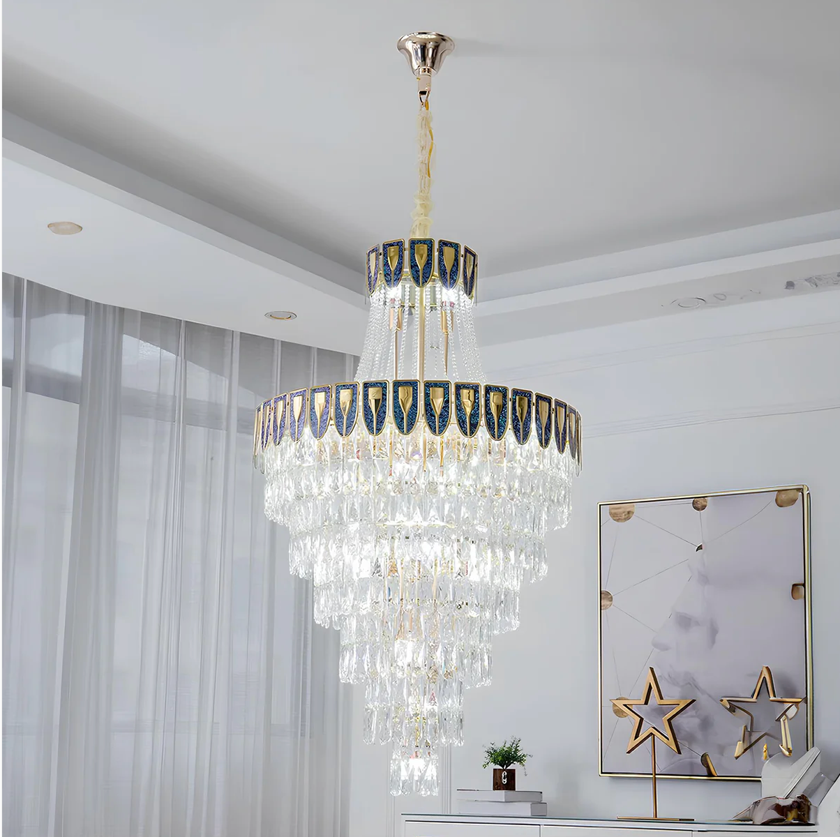 Small Blue Short Villa Chandelier
