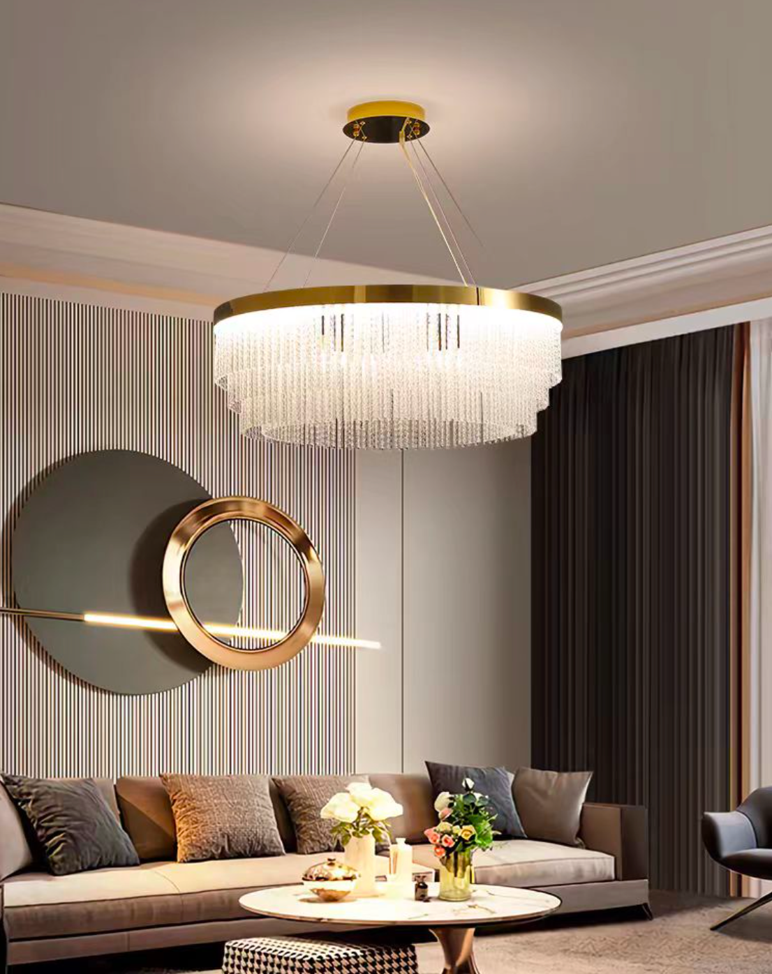 Brass Twisted Glass Chandeliers