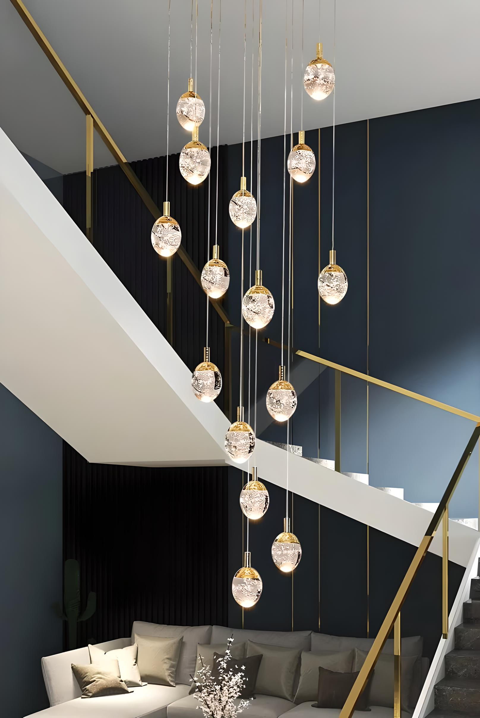 Gold Bubble Spiral Chandelier 