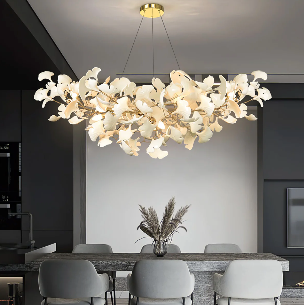 Ceramic Leaf Chandelier