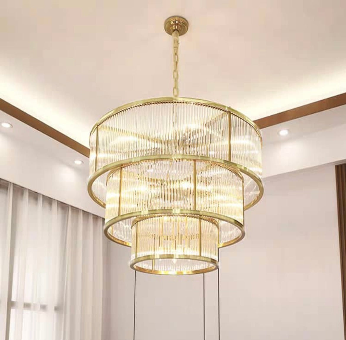 Circular Clear Glass Chandelier