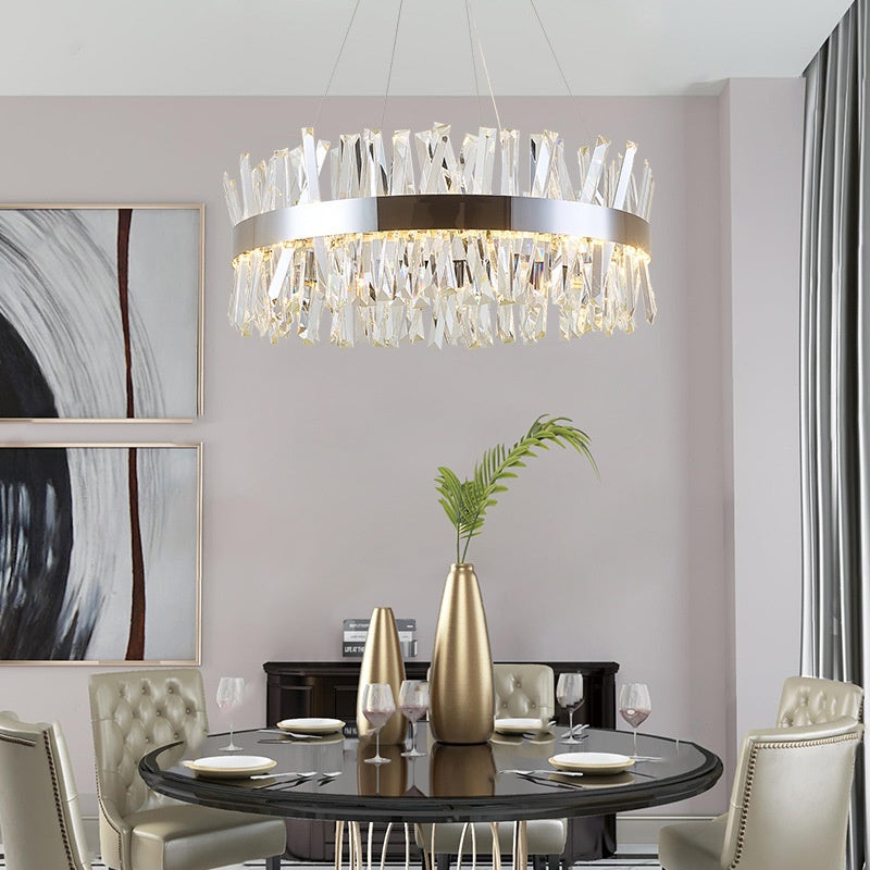 Circular Modern Spike Crystal Chandelier