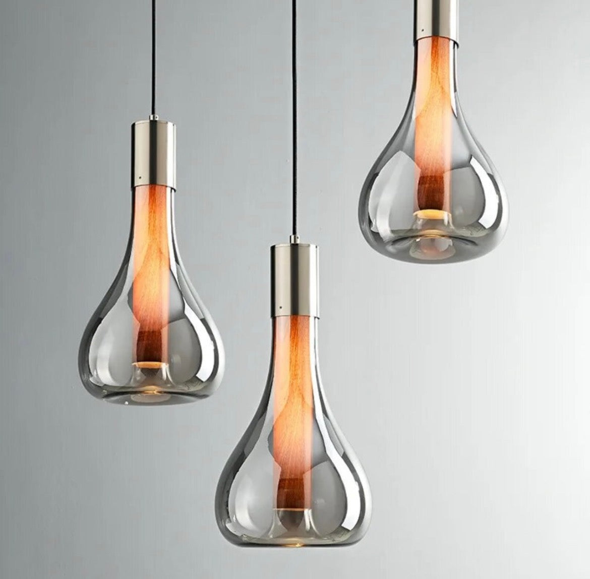 Grey and wood hanging pendant lights 