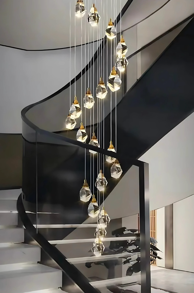 Long Crystal Ball Chandelier 