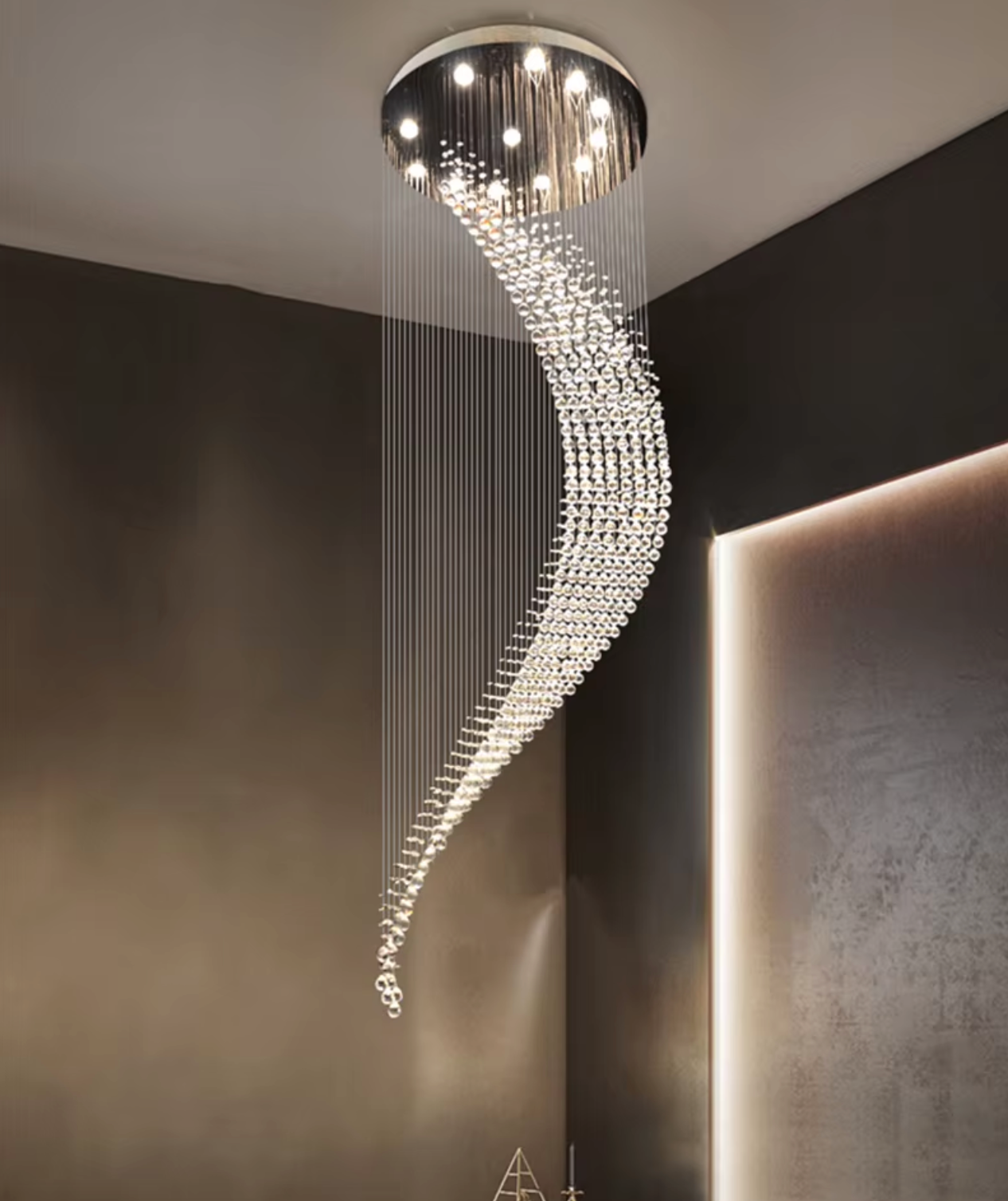 Crystal Droplet Pendant Staircase Light 