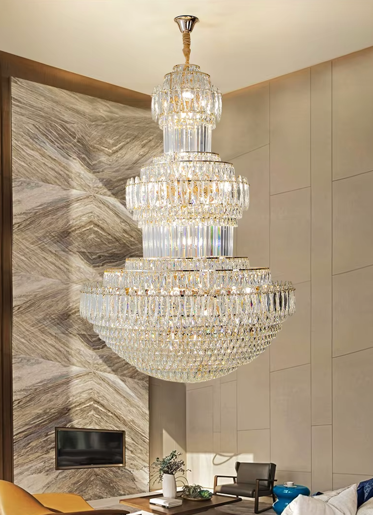 huge Gold and white crystal chandelier