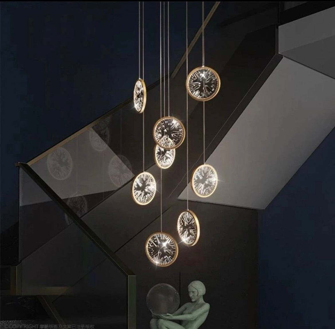 Circular Crystal Staircase Chandelier