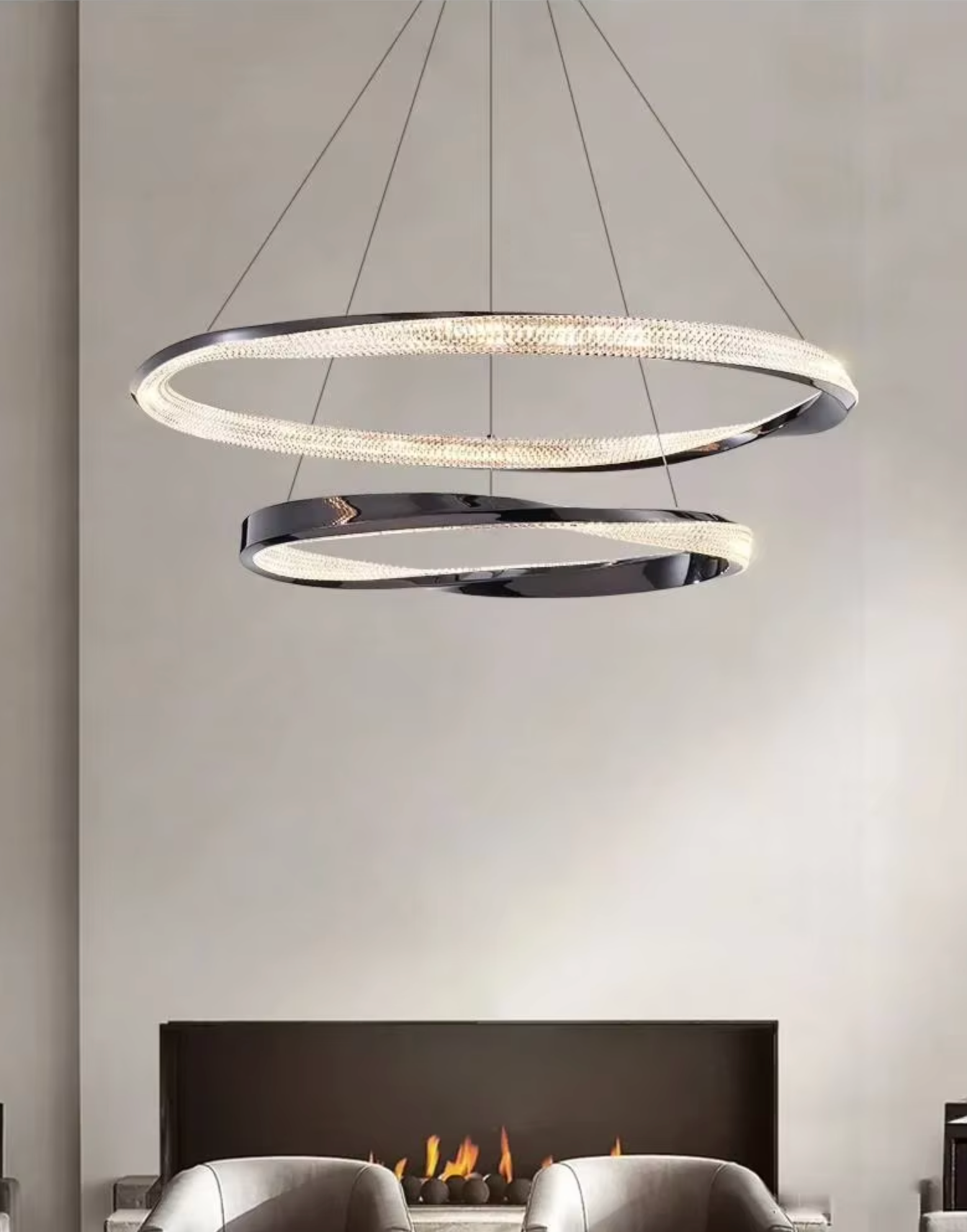 Layered Double Circle Chandelier 