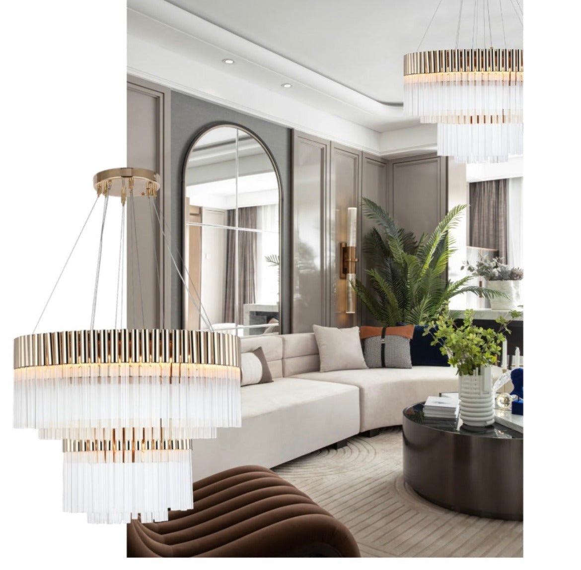 Double Deluxe Gold Water Series Chandelier