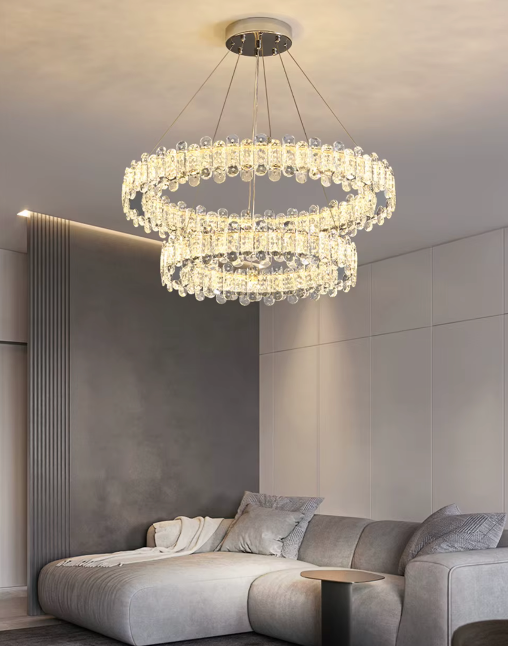 Crystal Ring Double Chandelier 