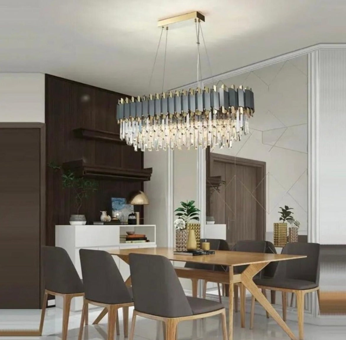 Gold & Black Modern Luxury LED Crystal Chandelier