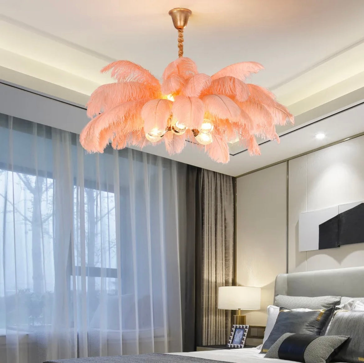 Feather Pendant Bedroom Light