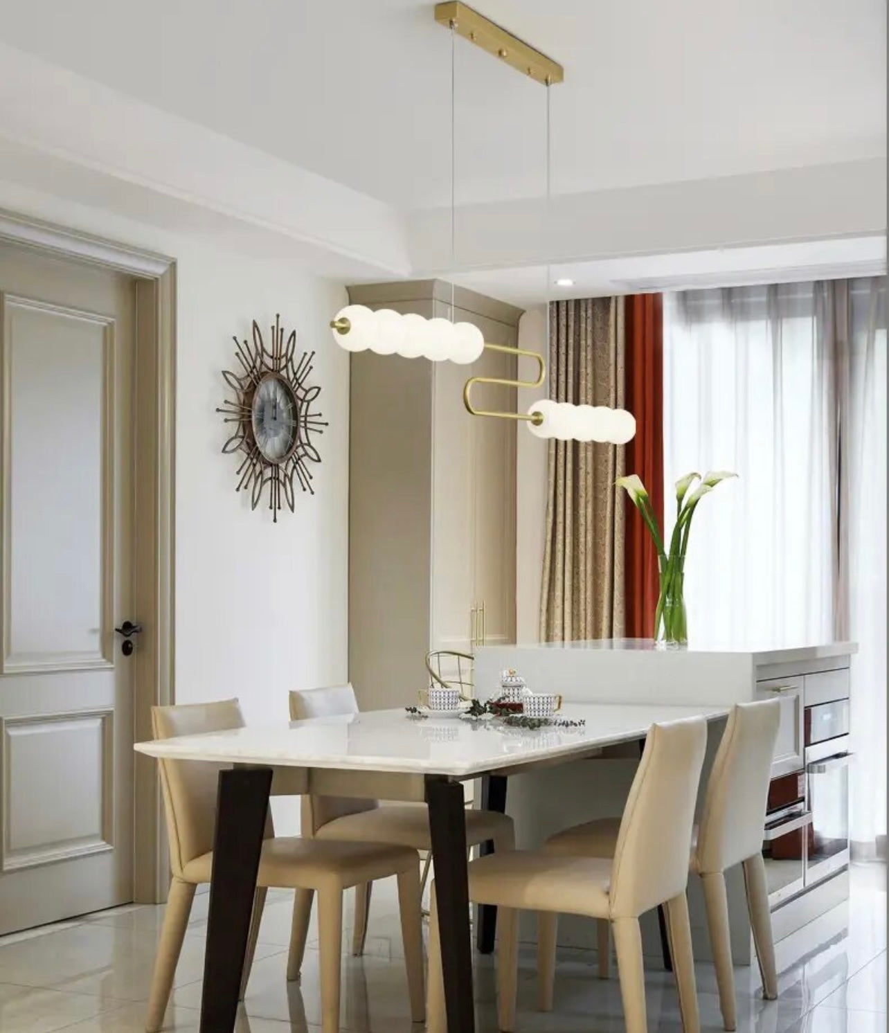 Frosted Pearl Pendant Lamps dining table