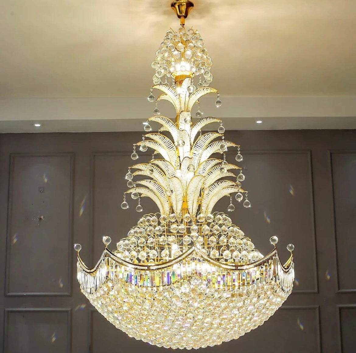 French Crystal Bead Chain Chandelier