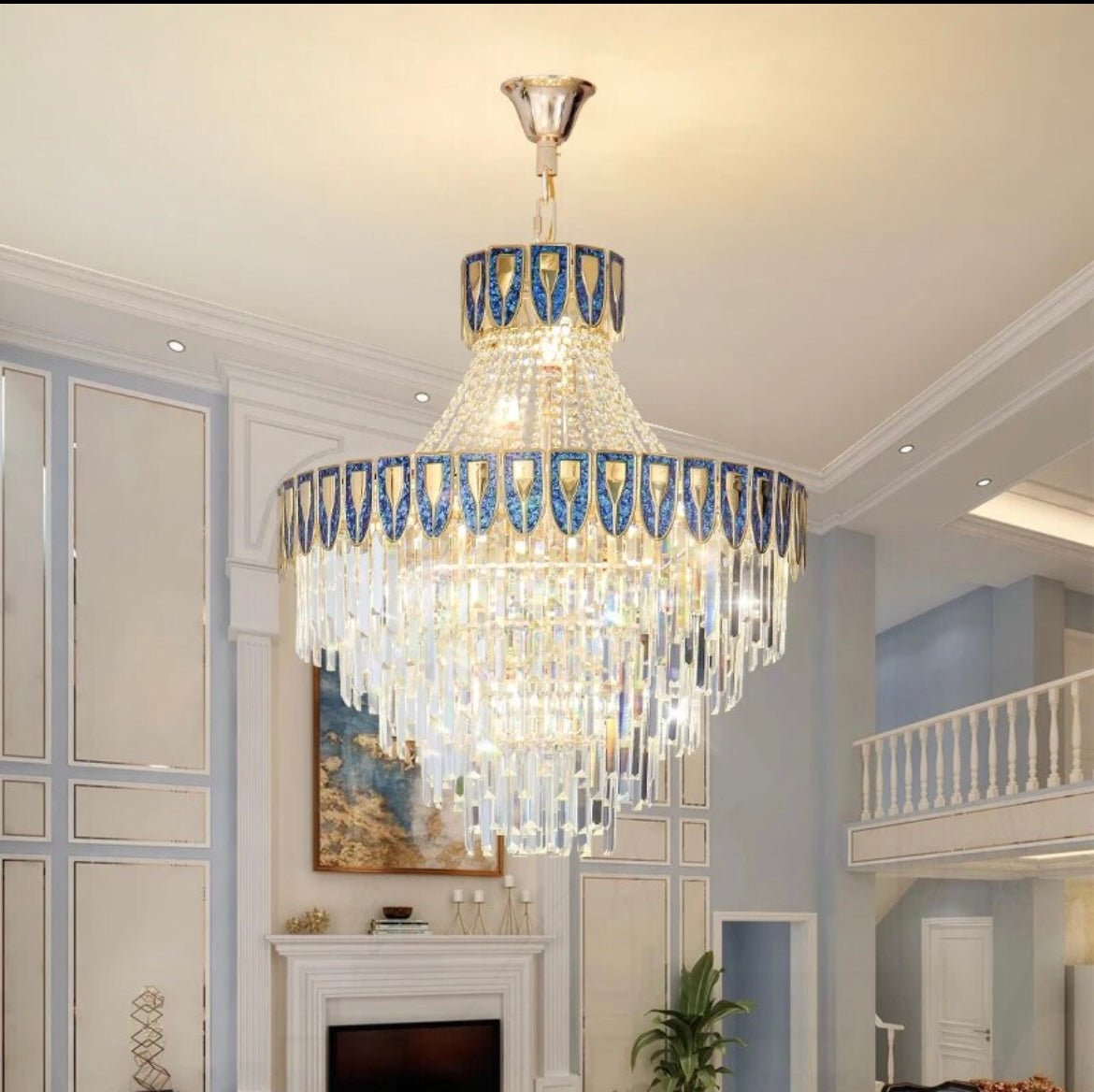 Blue Infused Short Villa Chandelier