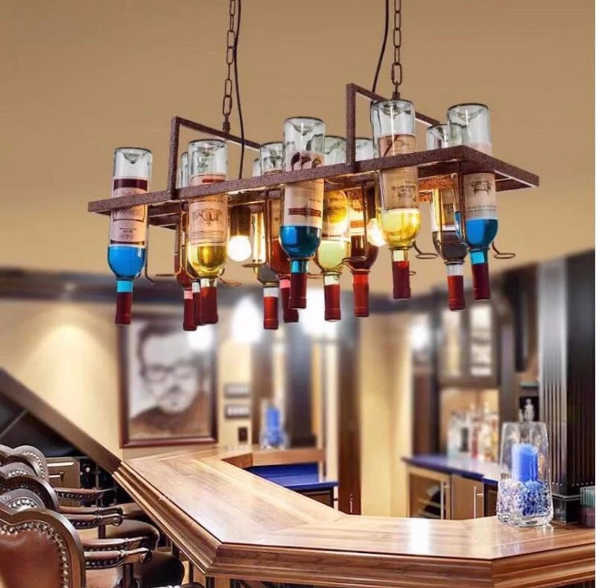 Glass Wine Bottle Pendant Light