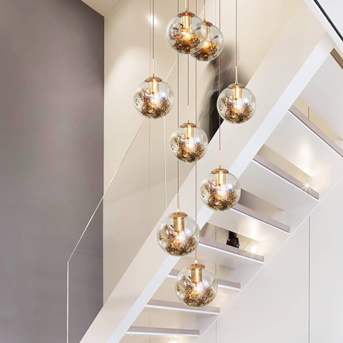 Gold glass ball hanging chandelier 