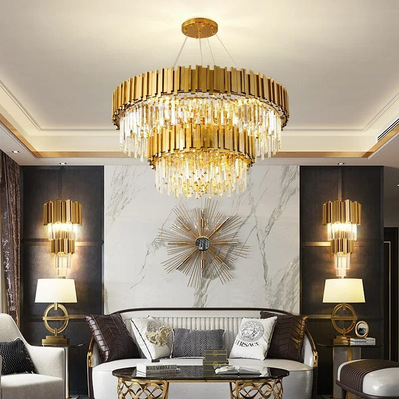 Gold 2 tier Luxury Crystal Chandelier