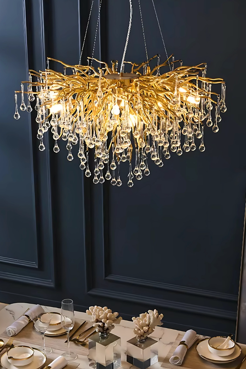 Droplet Gold Crystal Chandelier