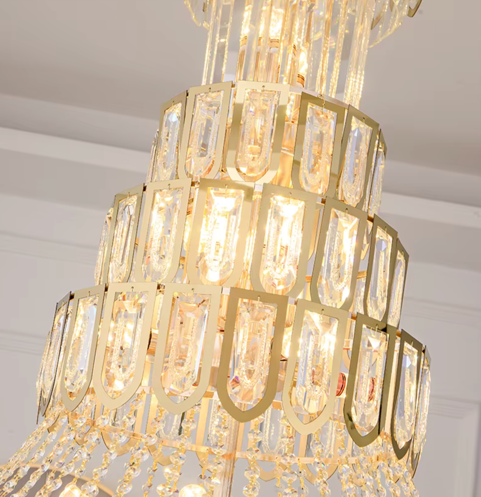 Gold Frame Crystal chandelier for staircase