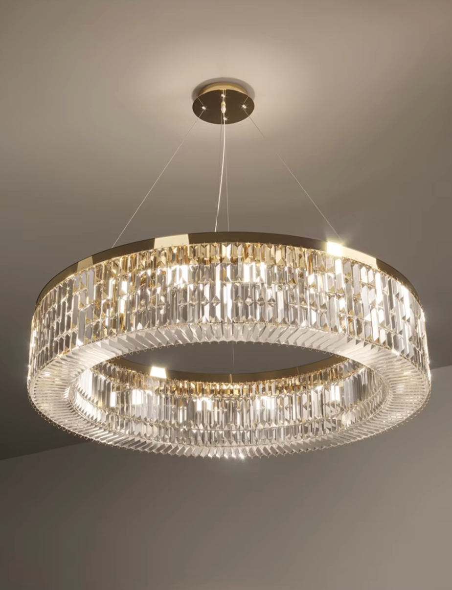 Large Modern Gold Crystal Chandelier 