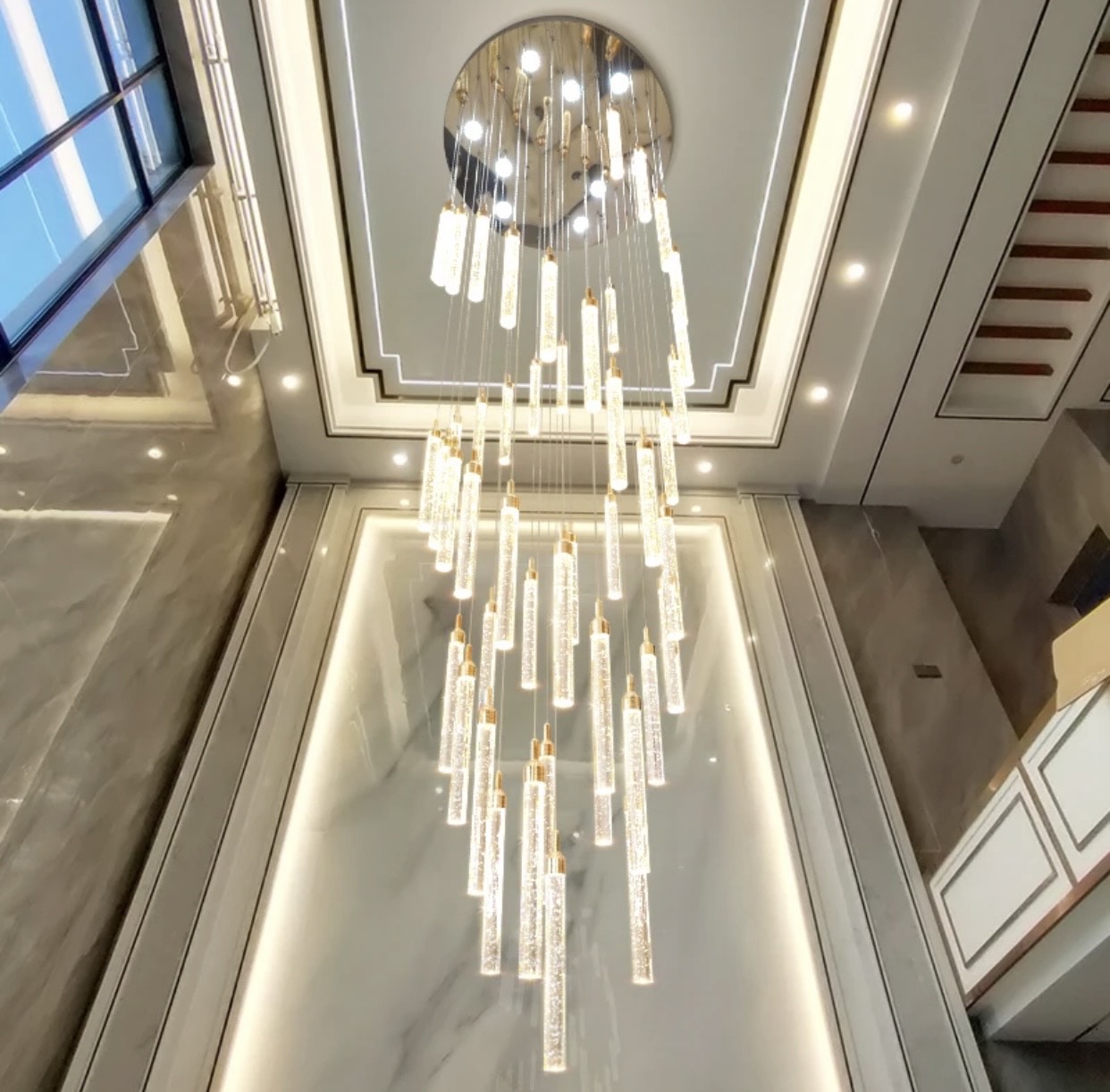 Acrylic Tube gold Pendant for Staircase