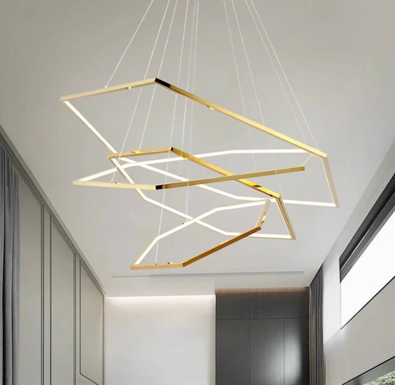 Gold Hexagon Frame Chandelier lighting